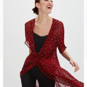 Red animal print dress coverup
